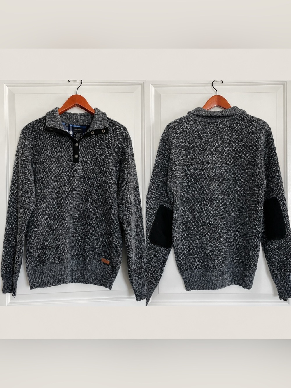Buffalo David Bitton Weebery Elbow Patch  Fleece Lined Medium Rugged Sweater